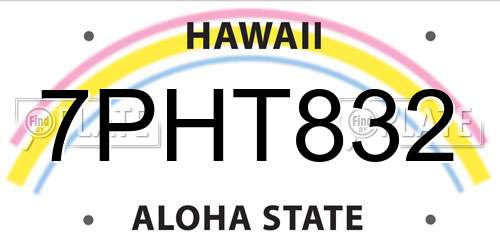 7PHT832 Hawaii License Plate