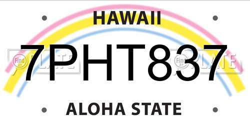 7PHT837 Hawaii License Plate