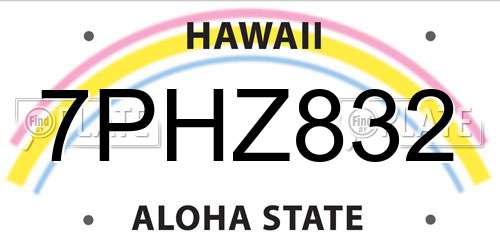 7PHZ832 Hawaii License Plate