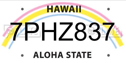 7PHZ837 Hawaii License Plate