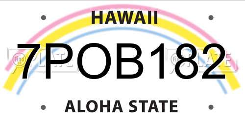 7POB182 Hawaii License Plate