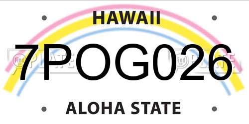 7POG026 Hawaii License Plate