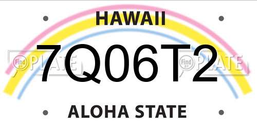 7Q06T2 Hawaii License Plate