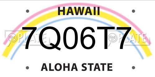 7Q06T7 Hawaii License Plate