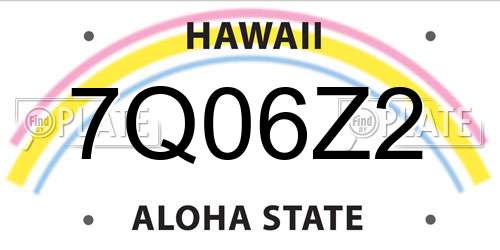 7Q06Z2 Hawaii License Plate