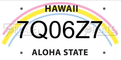7Q06Z7 Hawaii License Plate
