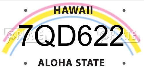 7QD622 Hawaii License Plate