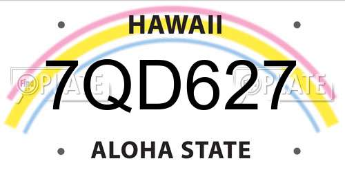 7QD627 Hawaii License Plate