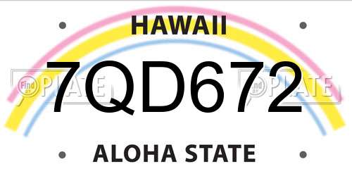 7QD672 Hawaii License Plate