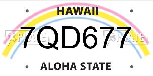 7QD677 Hawaii License Plate