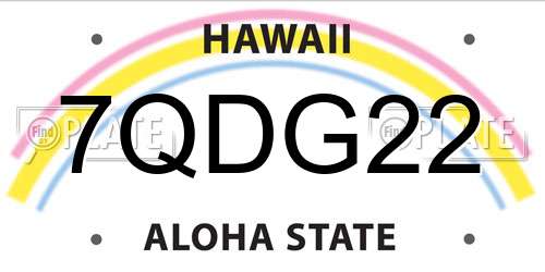 7QDG22 Hawaii License Plate