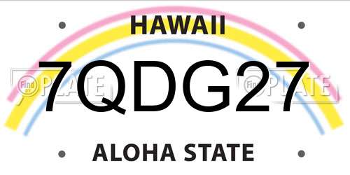7QDG27 Hawaii License Plate