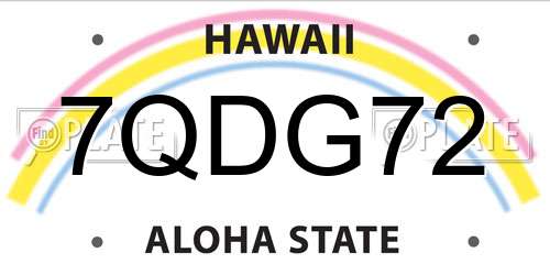 7QDG72 Hawaii License Plate