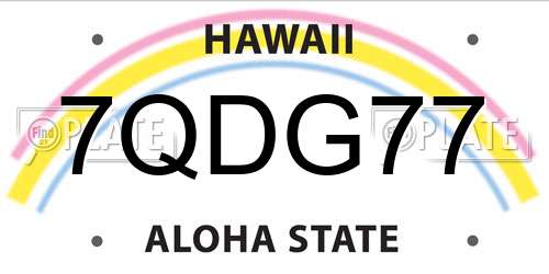 7QDG77 Hawaii License Plate
