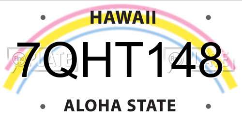 7QHT148 Hawaii License Plate
