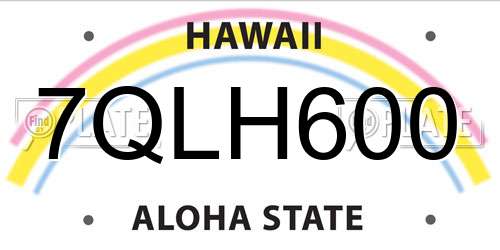 7QLH600 Hawaii License Plate