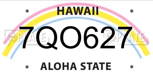 7QO627 Hawaii License Plate