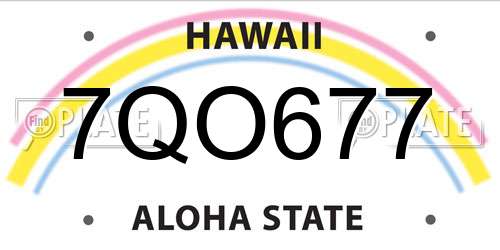 7QO677 Hawaii License Plate
