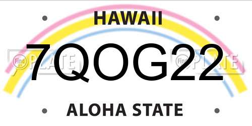 7QOG22 Hawaii License Plate