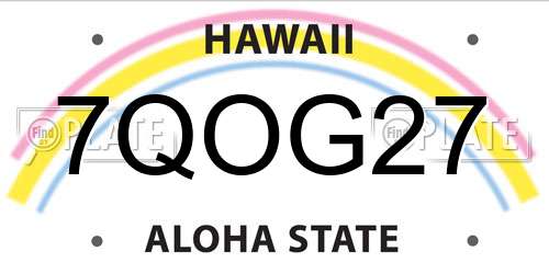 7QOG27 Hawaii License Plate