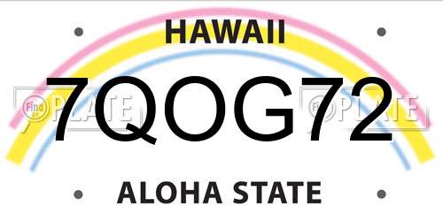7QOG72 Hawaii License Plate