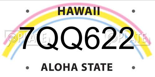 7QQ622 Hawaii License Plate