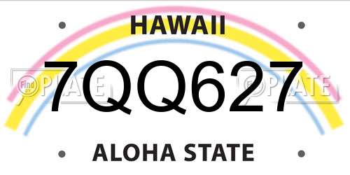 7QQ627 Hawaii License Plate