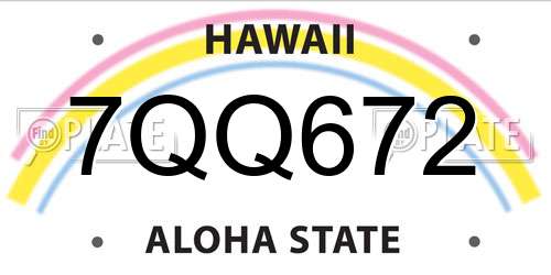 7QQ672 Hawaii License Plate