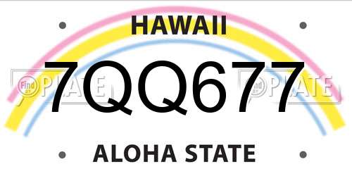 7QQ677 Hawaii License Plate