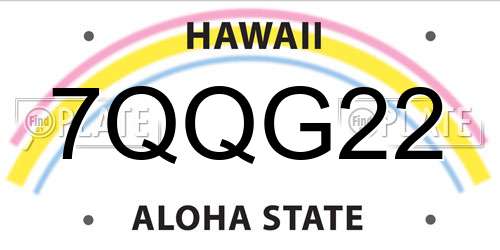 7QQG22 Hawaii License Plate