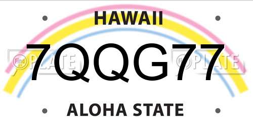7QQG77 Hawaii License Plate