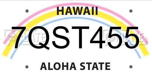 7QST455 Hawaii License Plate