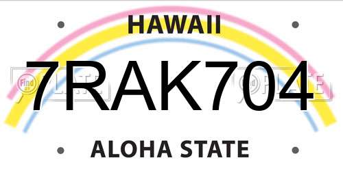 7RAK704 Hawaii License Plate