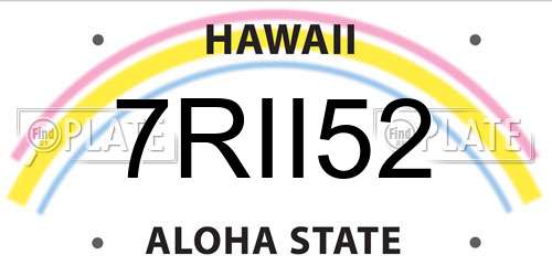 7RII52 Hawaii License Plate