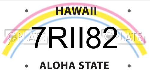 7RII82 Hawaii License Plate