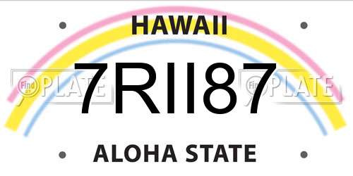 7RII87 Hawaii License Plate