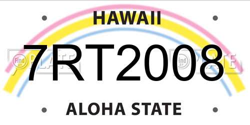 7RT2008 Hawaii License Plate