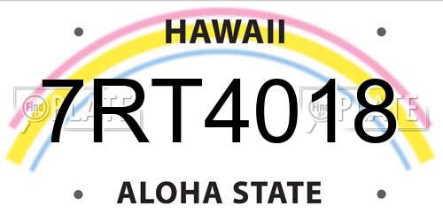 7RT4018 Hawaii License Plate
