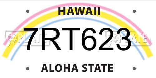 7RT623 Hawaii License Plate