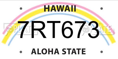 7RT673 Hawaii License Plate
