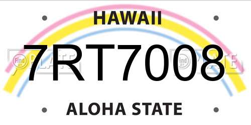 7RT7008 Hawaii License Plate
