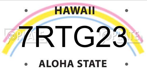 7RTG23 Hawaii License Plate