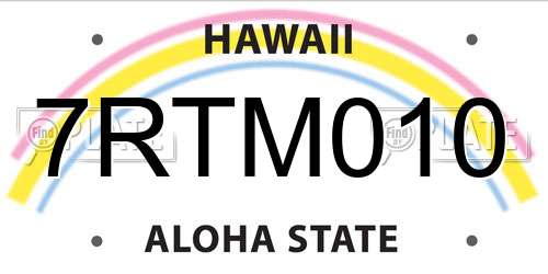 7RTM010 Hawaii License Plate