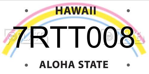 7RTT008 Hawaii License Plate