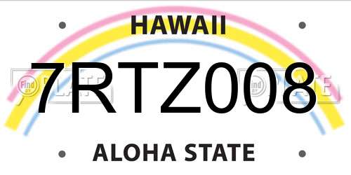7RTZ008 Hawaii License Plate