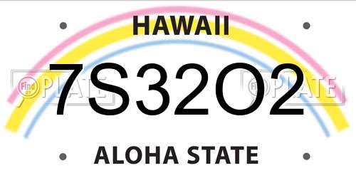 7S32O2 Hawaii License Plate