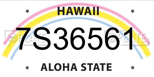 7S36561 Hawaii License Plate