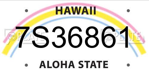 7S36861 Hawaii License Plate