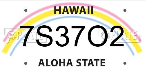 7S37O2 Hawaii License Plate