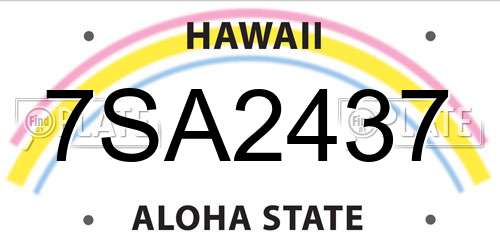 7SA2437 Hawaii License Plate